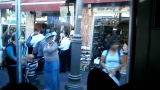Inside Crowded Jerusalem Light Rail Tram Car on Jaffa Road