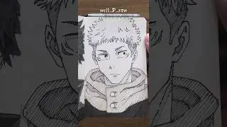 [ASMR] Drawing Yuji 🐺 - Jujutsu Kaisen #satisfying #shorts #asmr