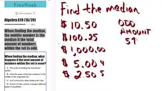 Algebra Assessment 19 Question (15/20) Finding the Median On An Odd Amount of Values