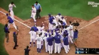 Vin Scully's last call at Dodger Stadium - Walk Off Homer - Dodgers win division 2016