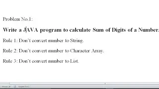 JAVA program to Calculate sum of individual digits of a Number