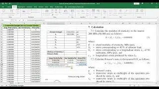 ASTM C469: Modulus of Elasticity & Poissons Ratio in Excel | Stress Strain Concrete Cylinder Part 4
