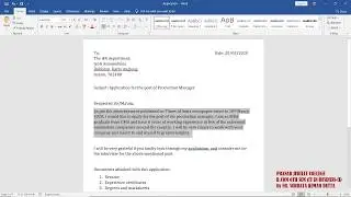 MS WORD || APPLICATION WRITING EXAMPLE || MS OFFICE