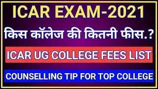 ICAR UG COLLEGE FEES INFORMATION 2021 ICAR ALL COLLEGE ANNUAL FEES 2021