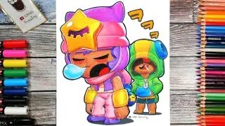 브롤스타즈 샌디,레온 색연필 손그림 색연필도안있음!