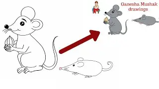 Ganesha carriage Mushak Drawing || Easy Mushak /Rat /Mouse Drawing and Coloring