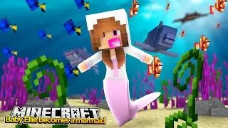 Minecraft Little Kelly : BABY ELLIE TURNS INTO A MERMAID! w/ Baby Duck