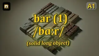 [n] Bar meaning (solid long object) with 5 examples