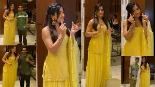Rashmika Mandanna in yellow dress at Goodbye Promotions, clicked photos with fans