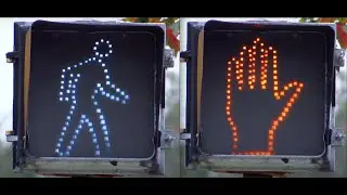 12 inch Vintage Fiberoptic Pedestrian Signal, Worcester, MA.