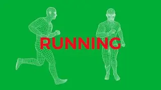 Green Screen | Man Wireframe Running: Front and Side View