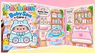 Baby Pusheen Spa Day! 🛁🐱 | Paper Squishy Book | Paper DIY with FREE Printable | ASMR