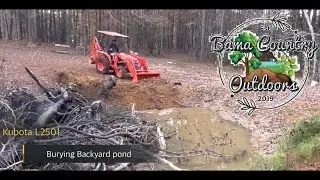 Kubota L2501 burying my BACKYARD POND!! | Part 2
