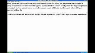 Minecraft OpenGL Error How To Fix?????????