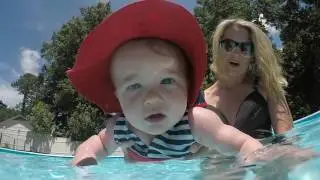 Harleigh's first family pool day