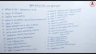 DATA STRUCTURE viva questions | Viva Questions External Practical's | Kannada