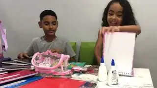 Comprando material escolar com os irmãos nota 10!