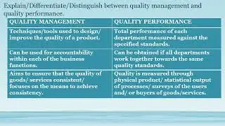 QUALITY OF PERFORMANCE   Concepts