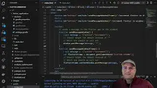 Showing the code for bidirectional messaging between Flutter and a hosting web app