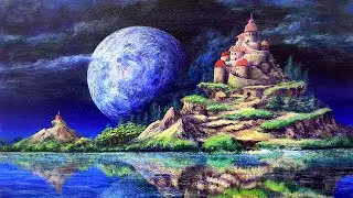 【3分で学ぶアクリル画】惑星のある風景画を描く/Acrylic paint ZiNART
