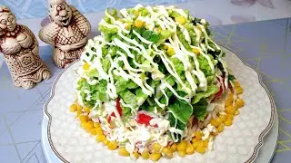 Самый вкусный салат С КАЛЬМАРАМИ И КРАБОВЫМИ ПАЛОЧКАМИ!!