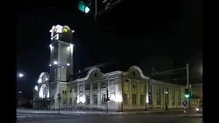 Зимне-осенний ночной Бургас пустынный и полусонный