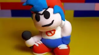 Boyfriend made of plasticine from the game Friday night funkin fnf.