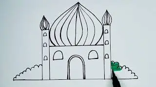 mosque drawing easy | drawing using letter H | #mosquedrawing #drawing | Evas art