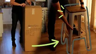 Unboxing 4 steel wood-top barstools from Decofurn