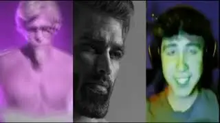 RQ: KFC Man Vs Gigachad Vs Femboy meme template Effects (Inspired by P2E)