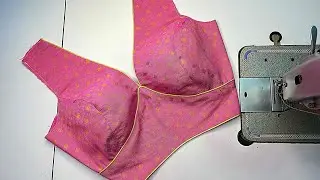 Princess cut deep neck with belt blouse cutting and stitching|deep V neck blouse cutting stitching