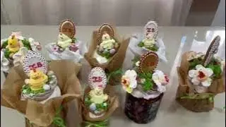 Украшение куличей зефиром 2024г#Decorating Easter cakes with marshmallows 2024