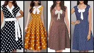 Today's Running And Trending Stylish Polka Dot Midi Aline /Skater Dresses @huyenthoaiarena
