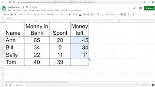 Subtracting cells on Google Sheets