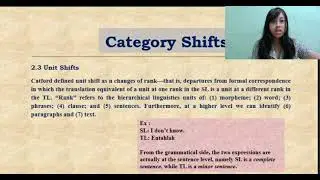 Translation Shifts - Category Shifts (Unit Shifts & Intra System Shifts)