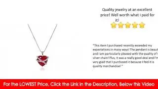 Sterling Silver Created Gemstone Sapphire Wrapped Heart Pendant Valentines Day Necklace