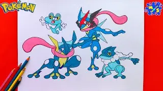 Pokemon Drawing || How to Draw All Evolution of Greninja Pokemon