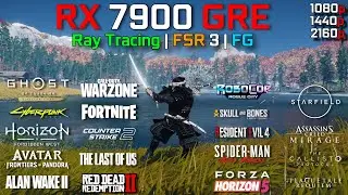 RX 7900 GRE + RYZEN 5 7600X | Test in 20 Games | 1080p - 1440p - 4K | Ray Tracing & FSR 3 | FrameGen