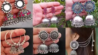 oxidised silver earrings//unique collections//link in description