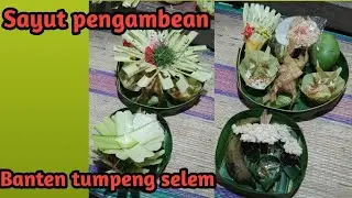 Metanding banten sayut pengambean and banten tumpeng selem (pemahyu jagat in paumahan, semate)