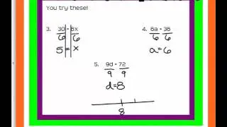 1 One Step Equatiions Multiplying and Dividing PART 1