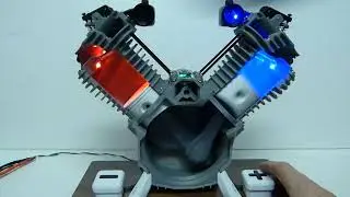 V-Twin demo engine, 3D printed,