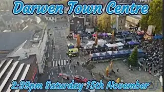Darwen town centre.. Live entertainment fresh foods, market stalls Christmas lights  16th Nov 2024.
