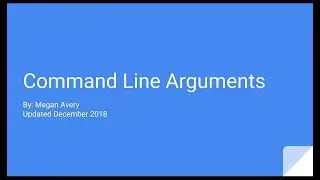 Command Line Arguments