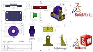 Solidworks assembly drawing exercises Belt Roller Support Assembly