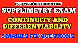 Continuity and Differentiability 5 marks important questions 2020|Kannada|ncrt12th classes