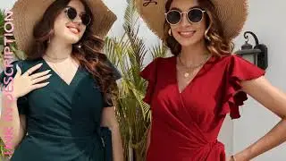 👗 Women's Deep V Neck Ruffle Sleeve Sheath Dress 👗