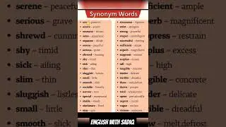 Important Synonyms in English || 