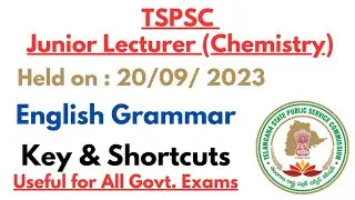 TS JL Chemistry Exam  ||  Paper-1  ||  20th Sep 2023  ||  English Grammar