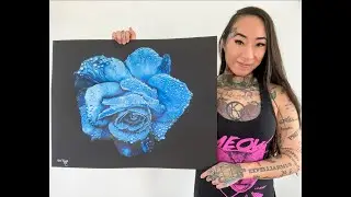 Colored Pencil Realism Rose with Water Droplets Drawing Time Lapse
